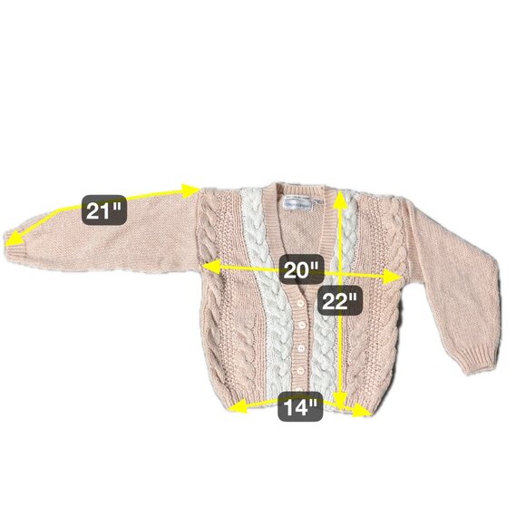 Vintage Cardigan Sweater 1980s Peach Cable Knit Small Perfect Designs Korea - Picture 7 of 7